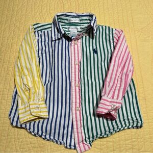 Ralph Lauren Kids Striped Button Down Shirt - Yellow, Green, Pink